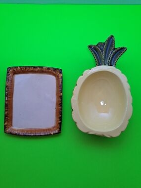 Vintage Price Bros. Ceramic Pineapple W/ Tray Made In England